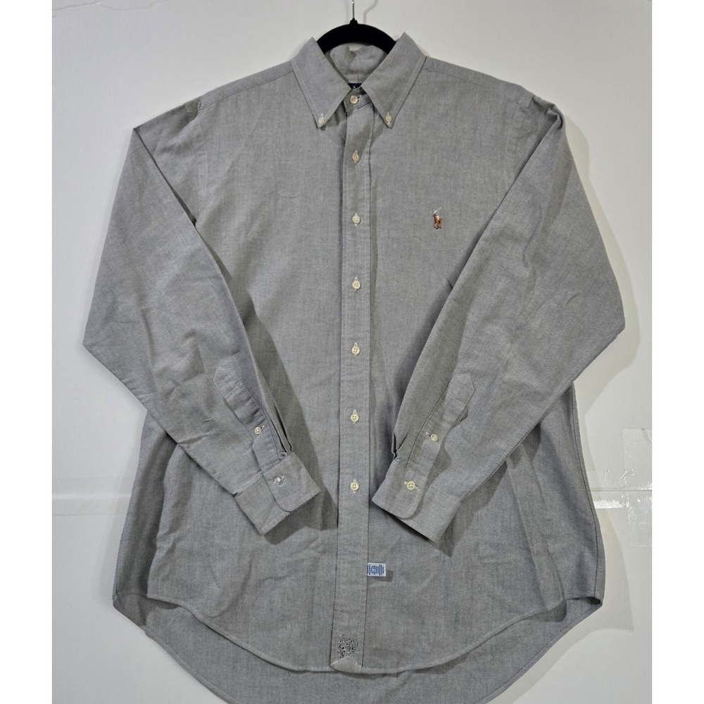 Ralph Lauren Oxford Button Down Shirt Gray Cotton Preppy Quiet Luxury Classic